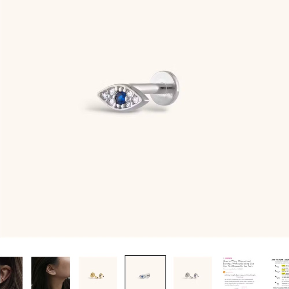Maison Maru Silver Evil Eye Stud Nap Earring with Blue Stone